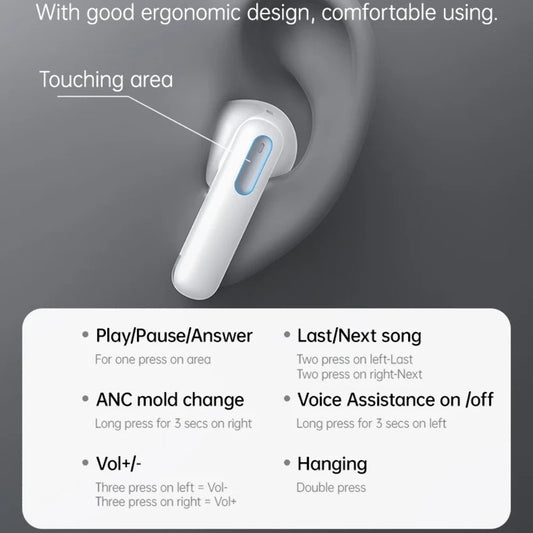 Handsfree Bluetooth Yesido TWS34, TWS, ANC, Bílá