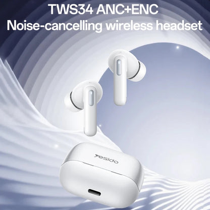 Handsfree Bluetooth Yesido TWS34, TWS, ANC, Bílá