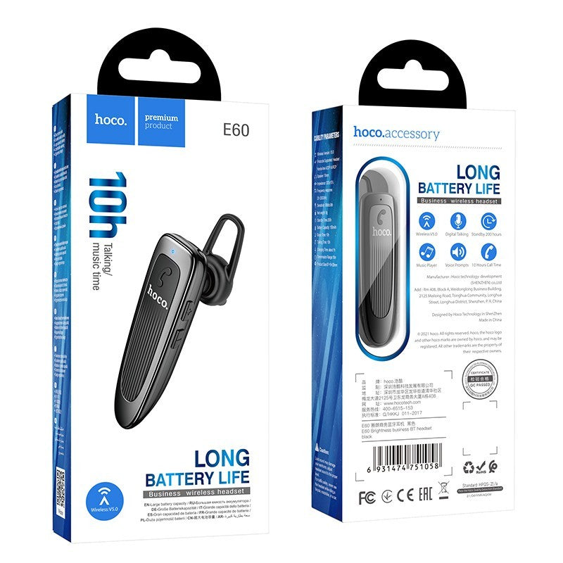Handsfree Bluetooth HOCO E60 Brightness, A2DP, Černá