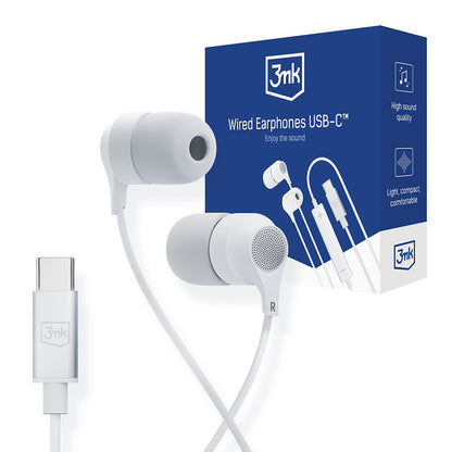 Handsfree USB-C 3MK, bílé 