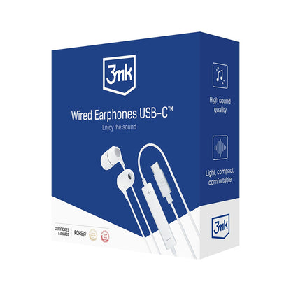 Handsfree USB-C 3MK, bílé 