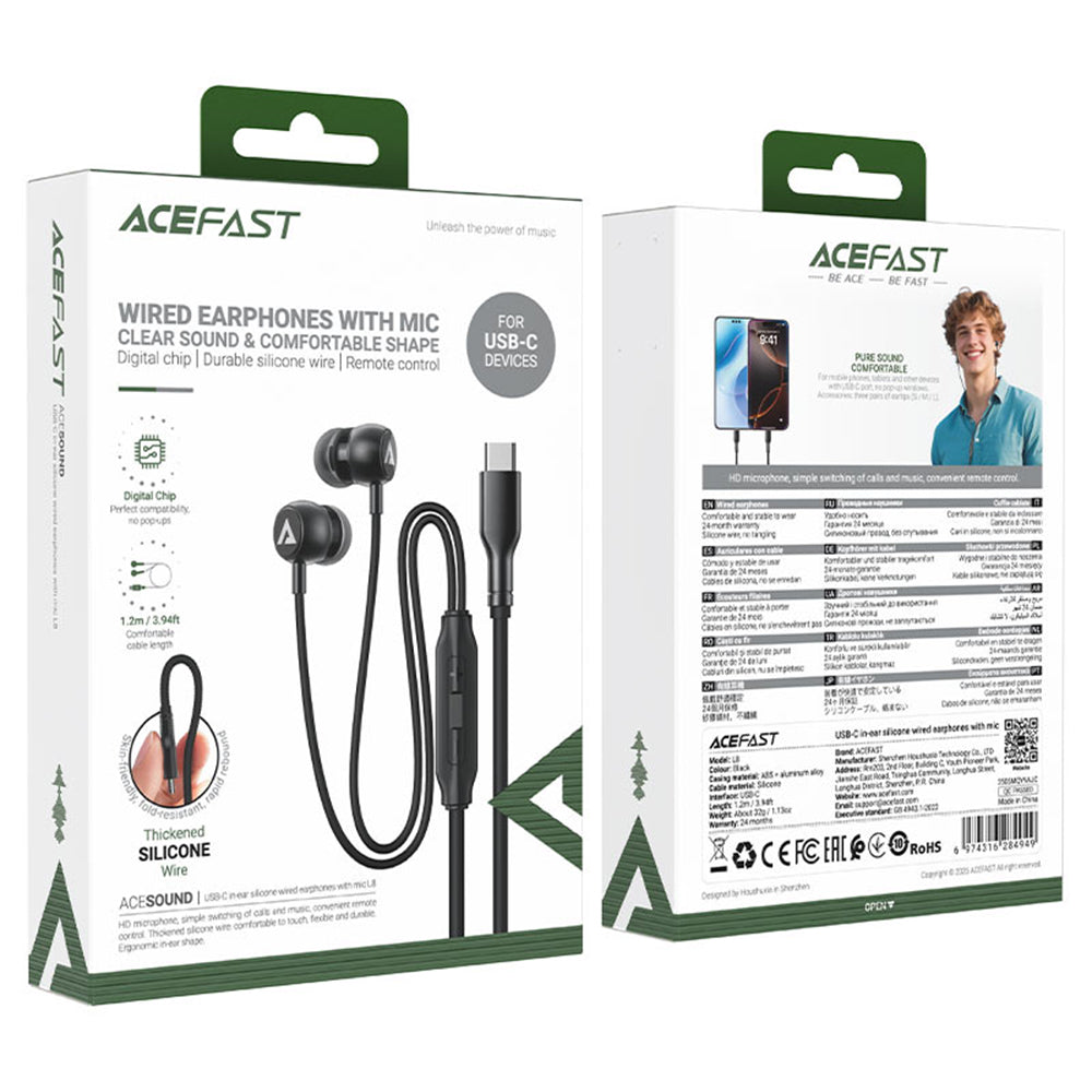Handsfree USB-C Acefast L8, Šedé