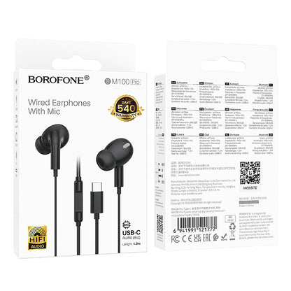 Handsfree USB-C Borofone BM100 Pro Fuente, Černá