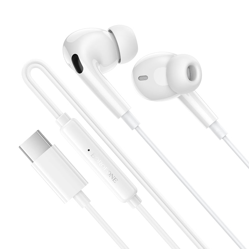 Handsfree USB-C Borofone BM100 Pro Fuente, Bílá