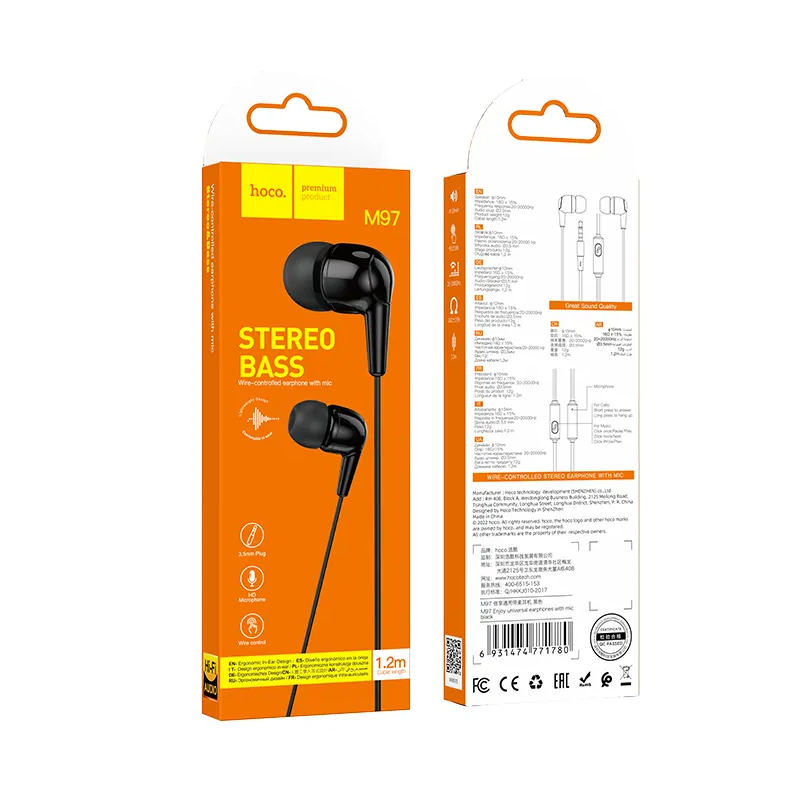 Handsfree USB-C HOCO M97, černá