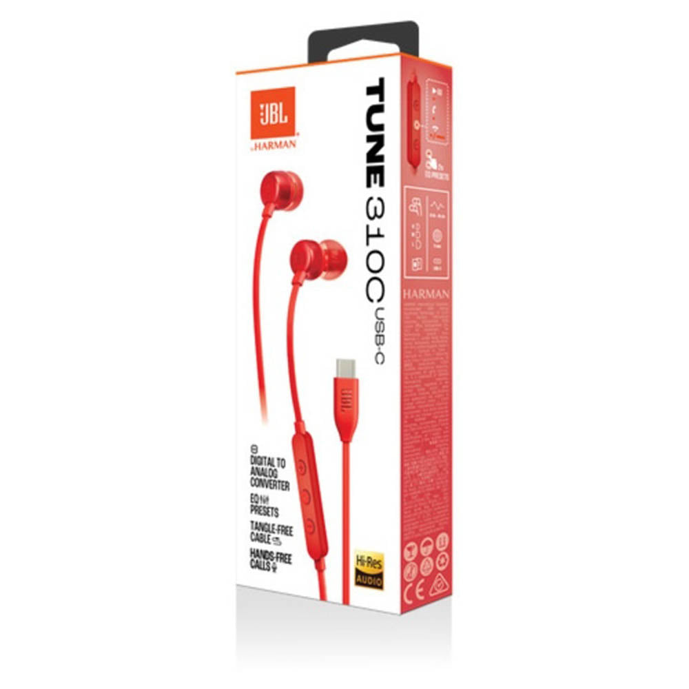 Handsfree USB-C JBL Tune 310C, Červené JBLT310CRED