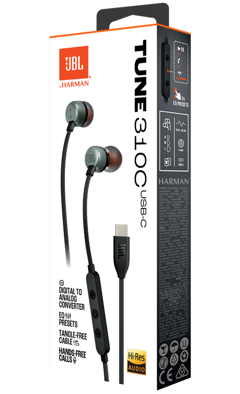 Handsfree USB-C JBL Tune 310C, Černá JBLT310CBLK