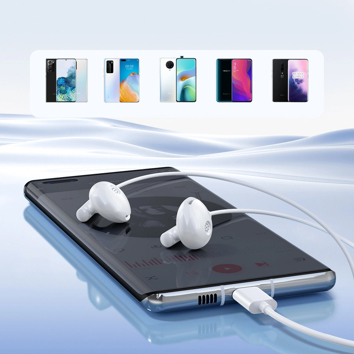 Handsfree USB-C Joyroom JR-EC05, Bílá