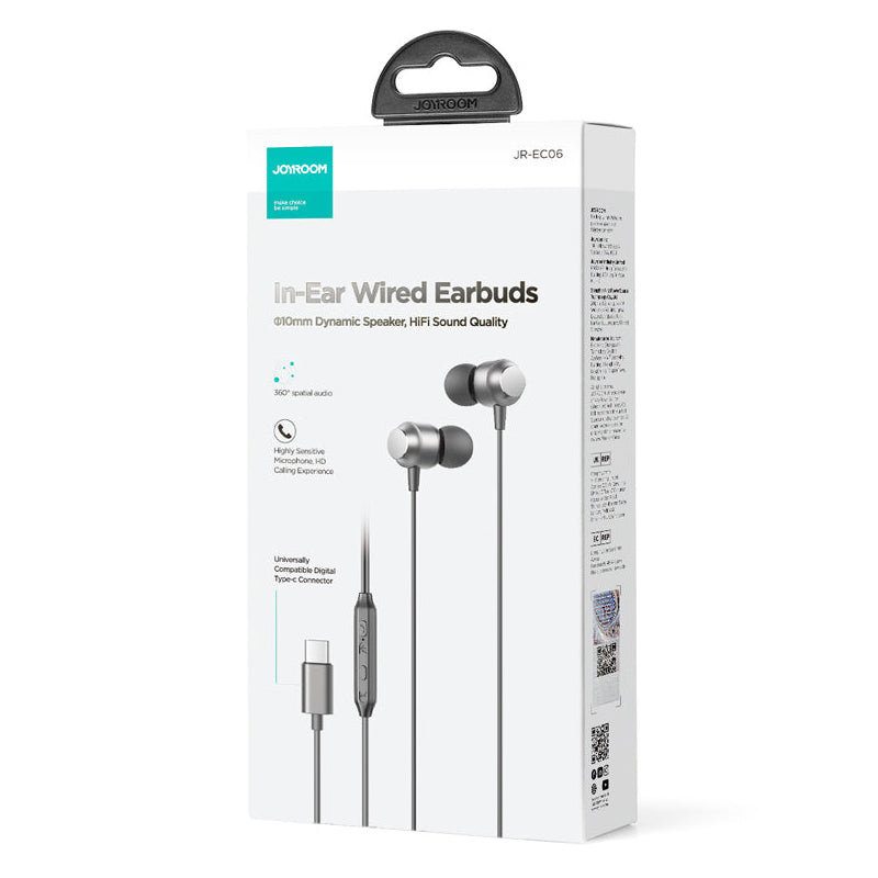 Handsfree USB-C Joyroom JR-EC06, Šedá