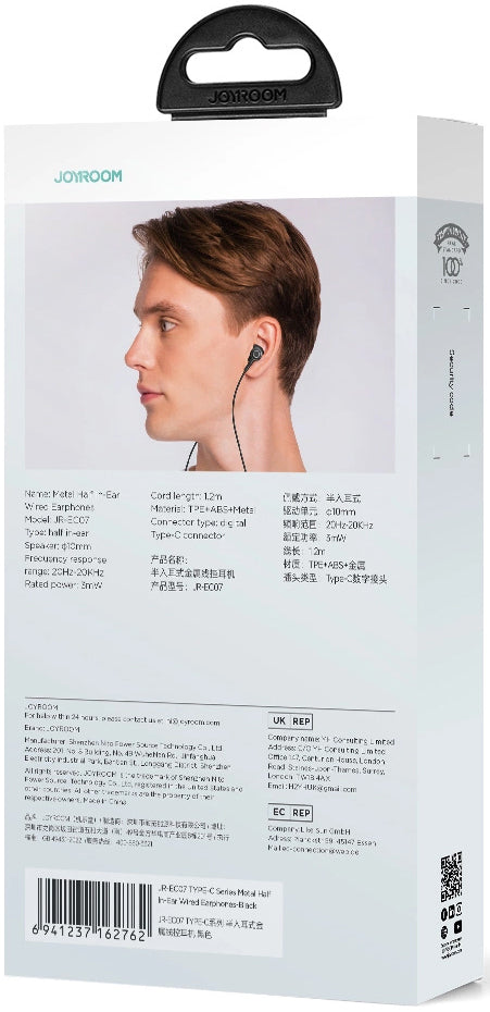 Handsfree USB-C Joyroom JR-EC07, Černá