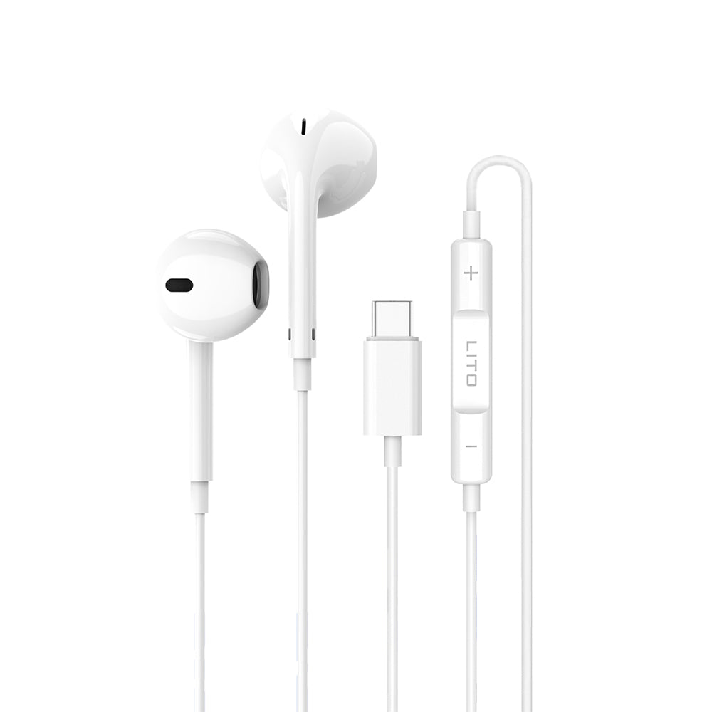 Handsfree USB-C Lito LF01T, 1.2m, Bílá