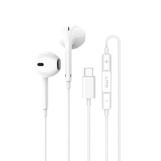 Handsfree USB-C Lito LF01T, 1.2m, Bílá