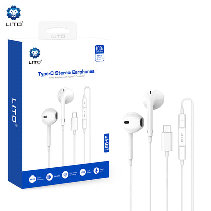 Handsfree USB-C Lito LF01T, 1.2m, Bílá
