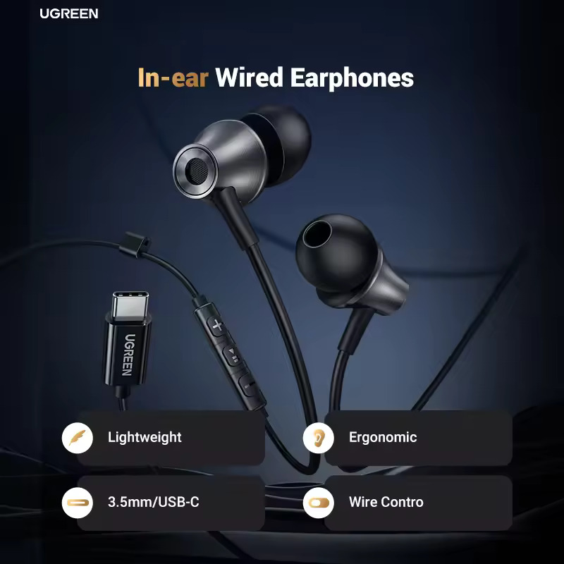 Handsfree USB-C UGREEN EP105, Černá