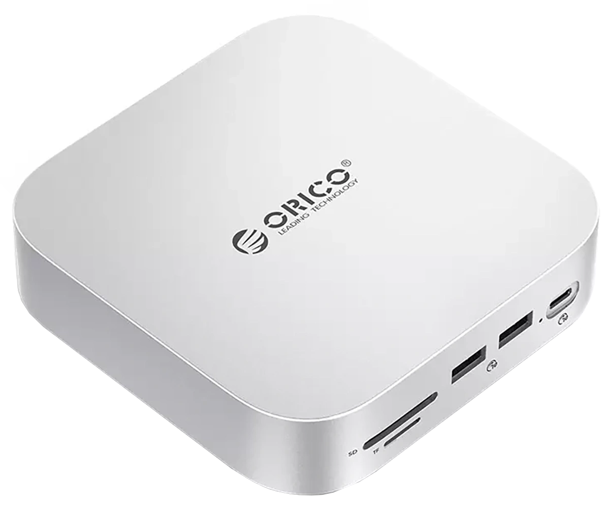 Multifunkční rozbočovač Orico MiniLink M48PR pro Apple Mac Mini M4, 9v1, stříbrný