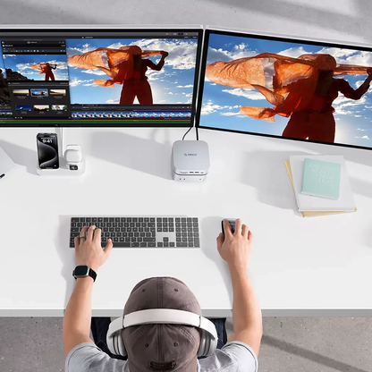Multifunkční rozbočovač Orico MiniLink M48PR pro Apple Mac Mini M4, 9v1, stříbrný
