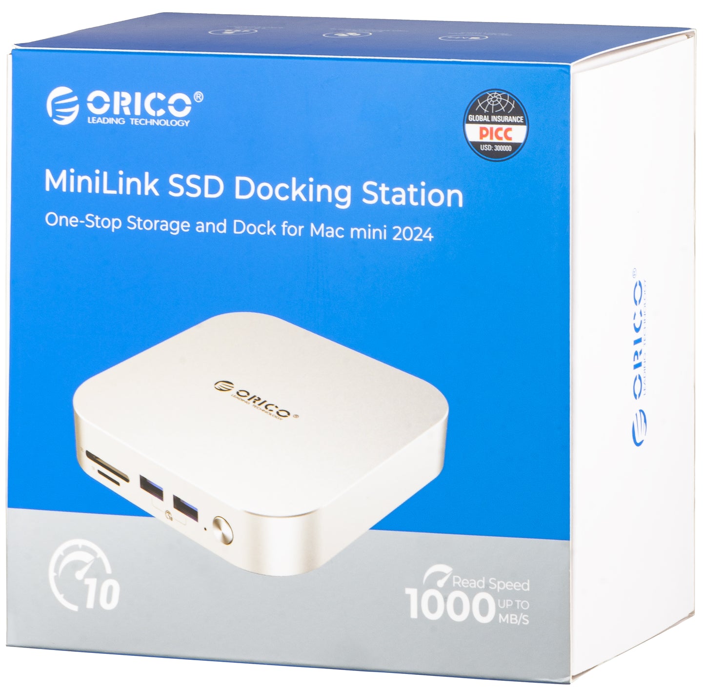 Multifunkční rozbočovač Orico MiniLink M48PR pro Apple Mac Mini M4, 9v1, stříbrný
