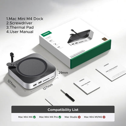 Multifunkční hub UGREEN CM841A (95094) pro Apple Mac Mini M4 / Pro, 10v1, šedý