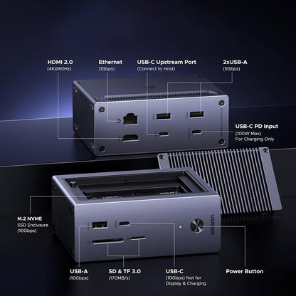 Multifunkční Hub UGREEN CM923 (55735), 10v1, Šedý