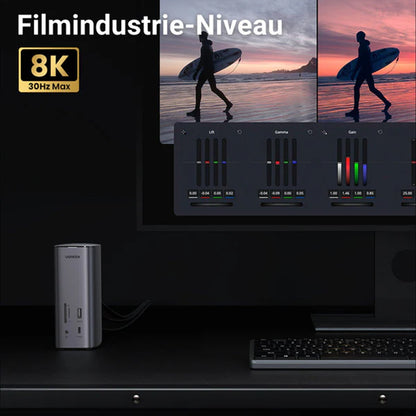 Multifunkční hub UGREEN Pro CM555, 13v1, šedý