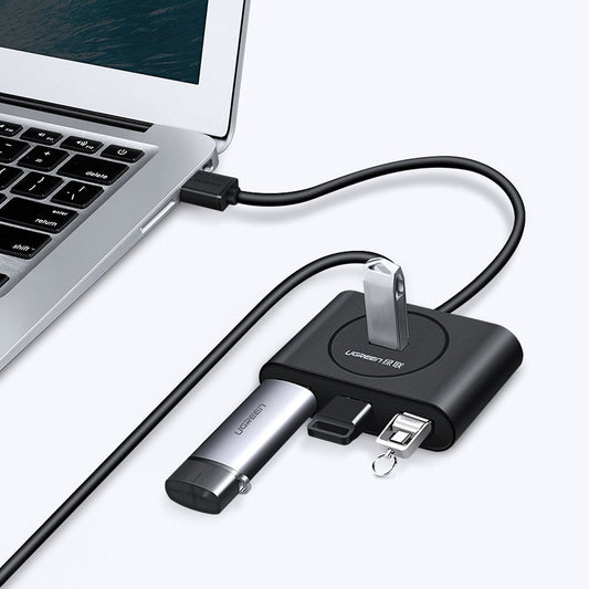 Hub USB UGREEN CR113, 4 x USB-A 3.0, 0.5m, černý
