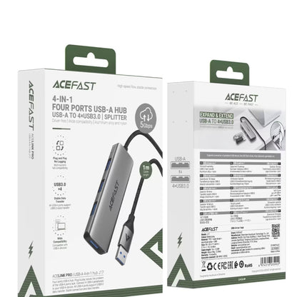 USB hub Acefast J17, 4v1, Šedý