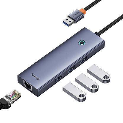 Hub USB Baseus UltraJoy, 3 x USB-A 3.0 - 1 x RJ45, šedý B0005280A813-01