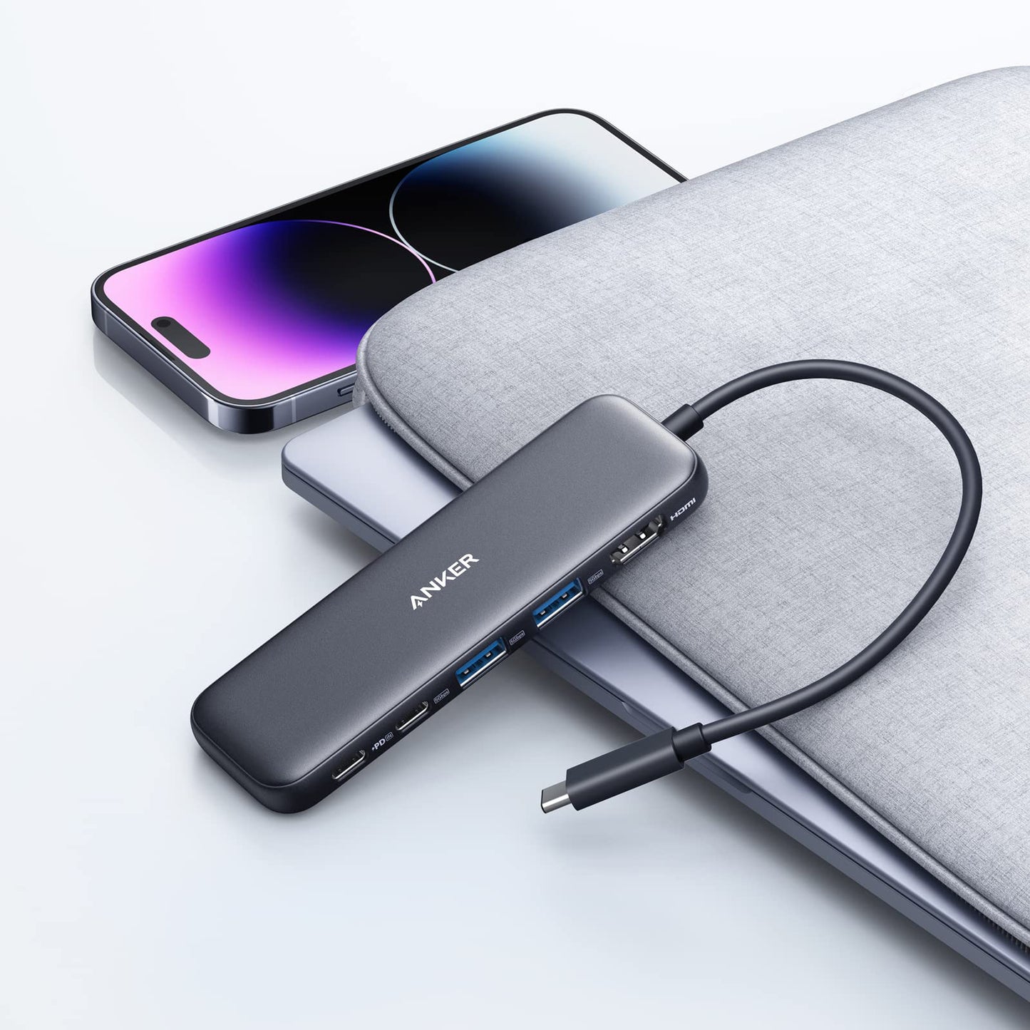 Hub USB-C Anker 332, 2 x USB-A - 2 x USB-C - 1 x HDMI, Šedý A8355H11