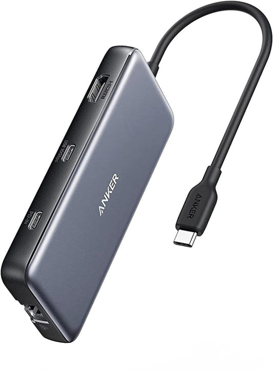 Hub USB-C Anker 555, 2 x USB-A 3.2 - 2 x USB-C - 1 x HDMI - 1 x RJ45 - 1 x SD - 1 x microSD, Šedý A83830A2