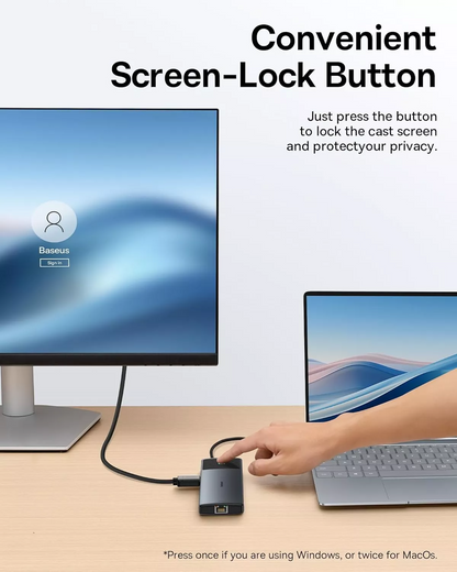 Hub USB-C Baseus Dual Display, 1 x USB-A 3.0 - 2 x USB-A - 2 x USB-C - 2 x HDMI - 1 x RJ45 - 1 x SD - 1 x microSD, Černý B00061800123-01