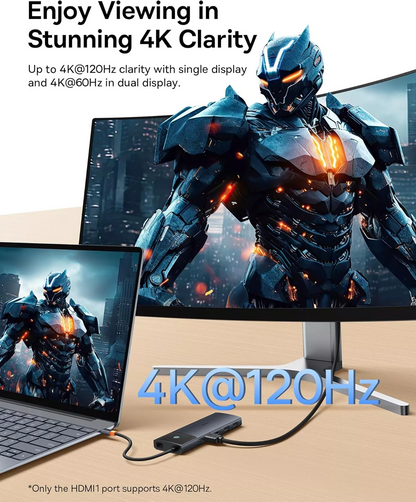 Hub USB-C Baseus Dual Display, 1 x USB-A 3.0 - 2 x USB-A - 2 x USB-C - 2 x HDMI - 1 x RJ45 - 1 x SD - 1 x microSD, Černý B00061800123-01