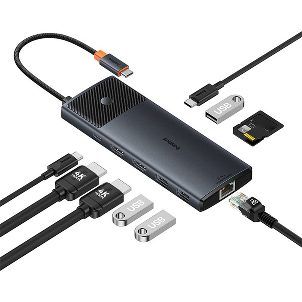 Hub USB-C Baseus Gleam II, 10in1, Černý B0114200