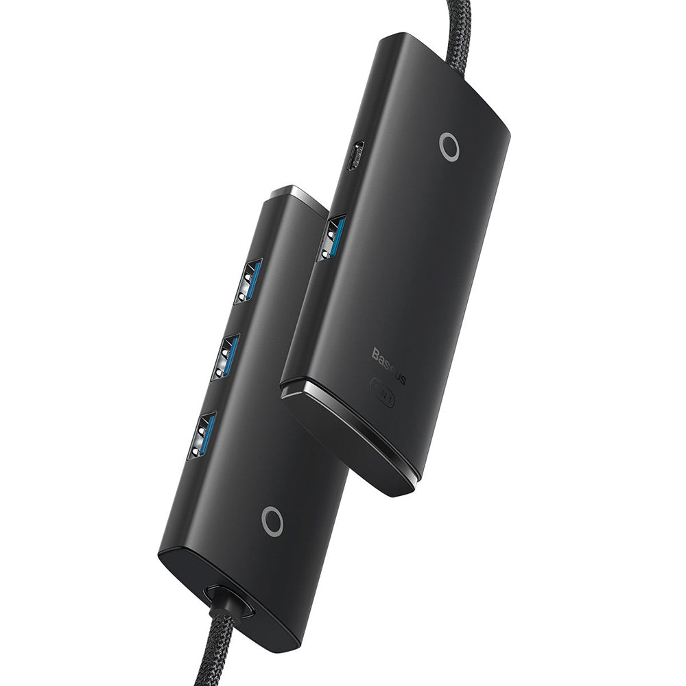 Hub USB-C Baseus Lite, 4 x USB-A 3.0 - 1 x USB-C, 2m, Černý WKQX030501