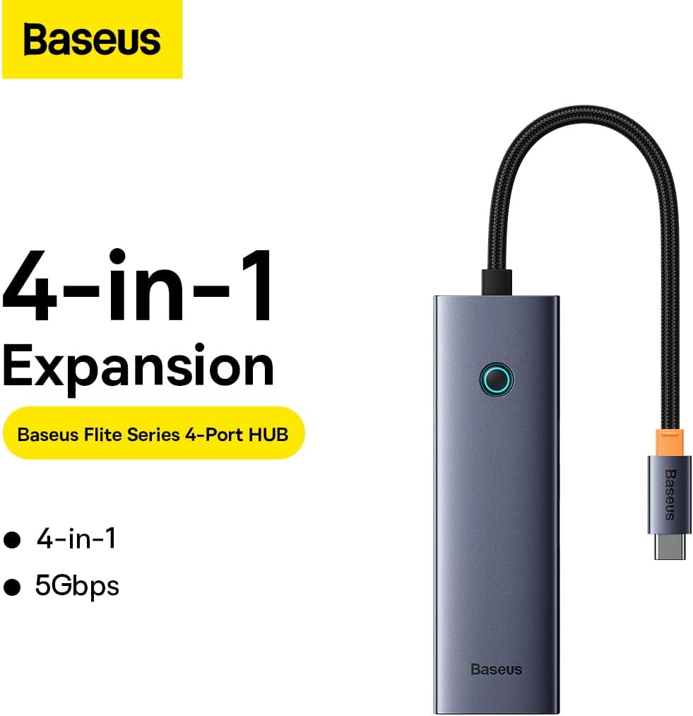 Baseus UltraJoy USB-C Hub, 4 x USB-A 3.0, Gray B0005280A813-03