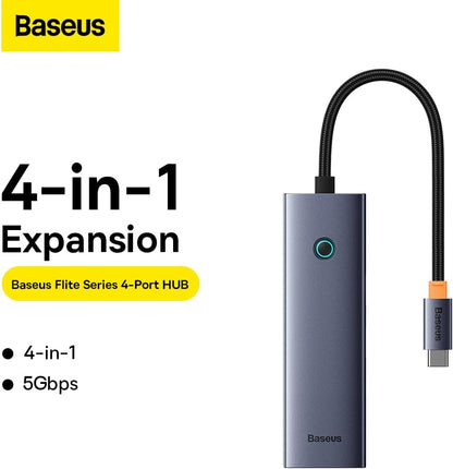 Baseus UltraJoy USB-C Hub, 4 x USB-A 3.0, Gray B0005280A813-03