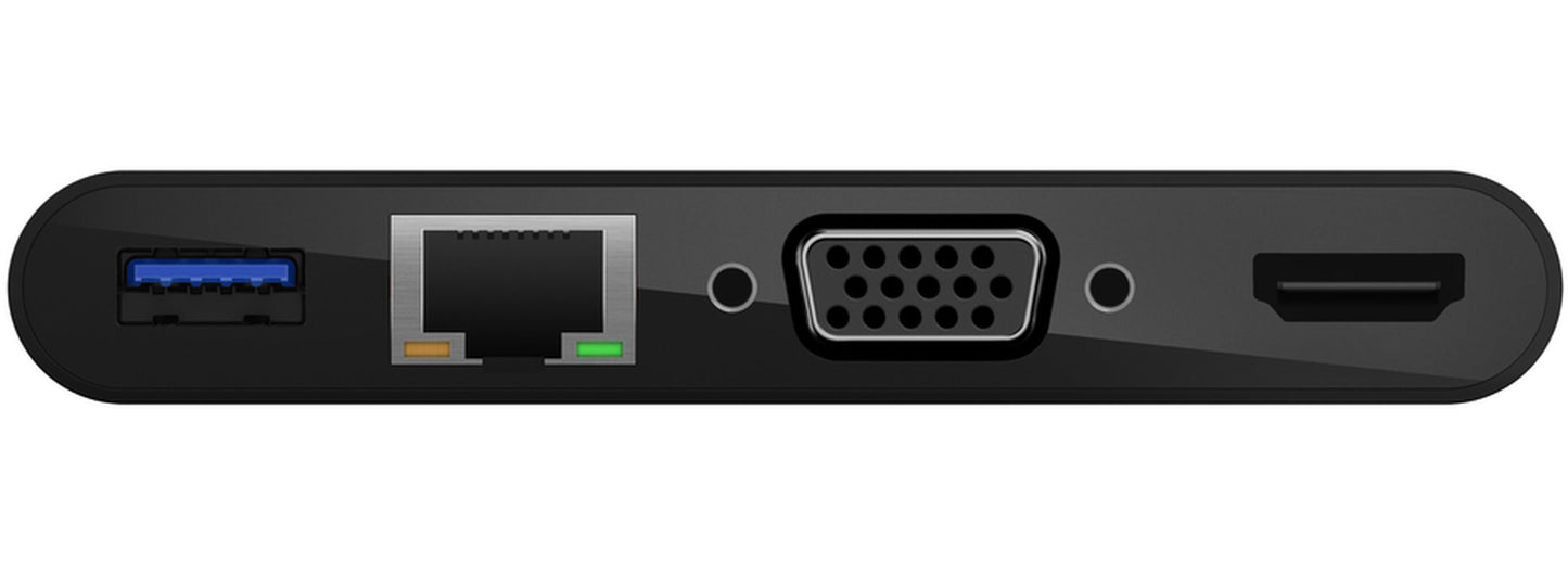 USB-C Hub Belkin Connect, 1 x USB-A 3.0 - 1 x HDMI - 1 x VGA - 1 x RJ45, Černá AVC005btBK