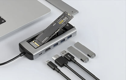 Hub USB-C BlitzWolf BW-Neo TH13, 3 x USB-A 3.0 - 1 x USB-C - 1 x Display Port - 1 x SSD rozhraní, Šedá