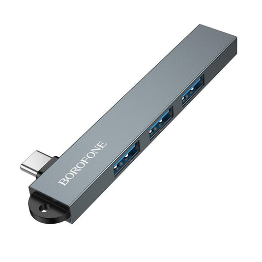 USB-C Hub Borofone FH1A, 4v1, Šedý