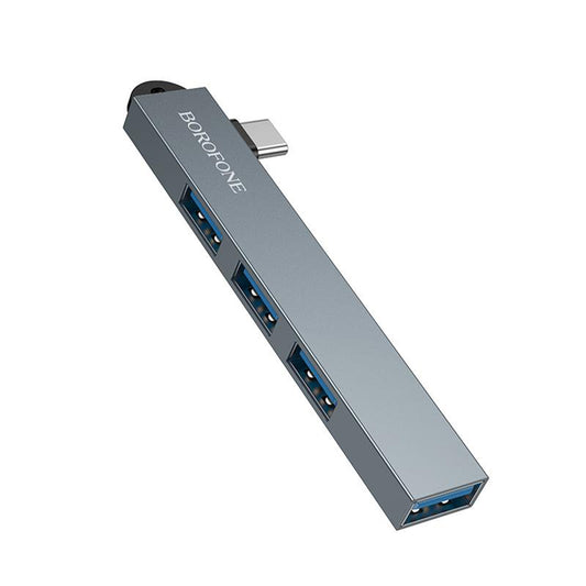 USB-C Hub Borofone FH1A, 4v1, Šedý