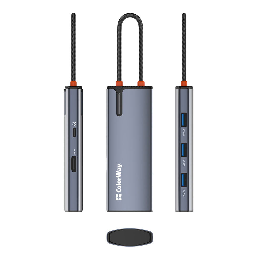 Hub USB-C ColorWay CW-HUB01, 5v1, Stříbrný