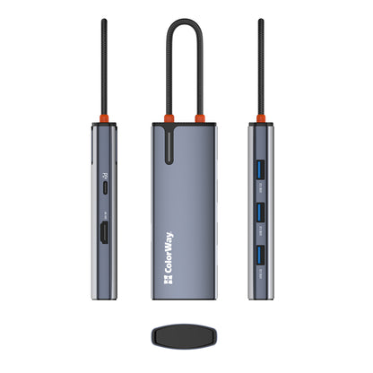 Hub USB-C ColorWay CW-HUB01, 5v1, Stříbrný