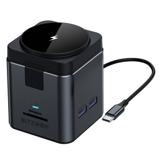 USB-C hub s bezdrátovým nabíjením QI BlitzWolf BW-TH17, 9v1, černý