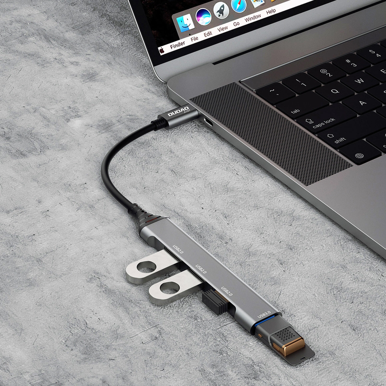 Hub USB-C Dudao A16T, 1 x USB-A 3.0 - 3 x USB-A, Černý