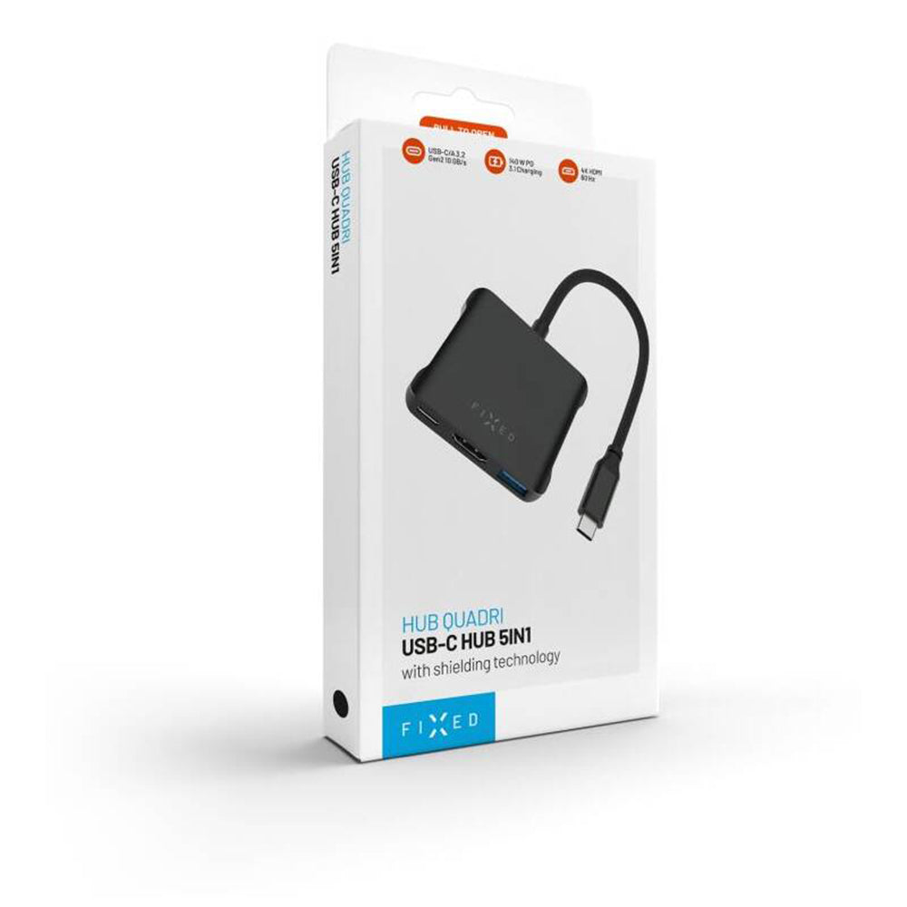 Hub USB-C Fixed Quadri, 5v1, Černý