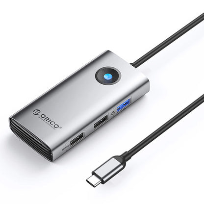 USB-C rozbočovač Orico PW11-5P, 1 x USB-A 3.0 - 2 x USB-A - 1 x USB-C - 1 x HDMI, šedý