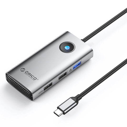 USB-C rozbočovač Orico PW11-5P, 1 x USB-A 3.0 - 2 x USB-A - 1 x USB-C - 1 x HDMI, šedý