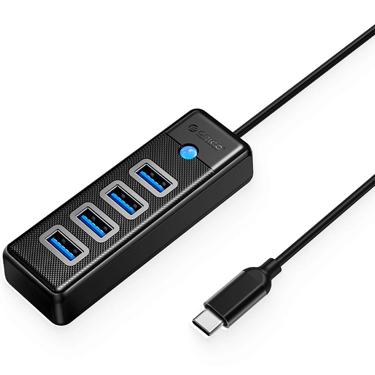 Hub USB-C Orico PW4U-C3, 4 x USB-A 3.0, černý