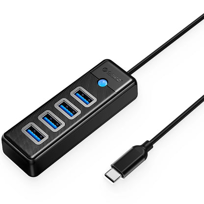 Hub USB-C Orico PW4U-C3, 4 x USB-A 3.0, černý