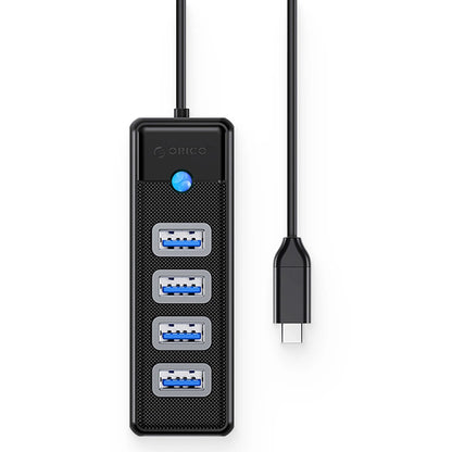 Hub USB-C Orico PW4U-C3, 4 x USB-A 3.0, černý