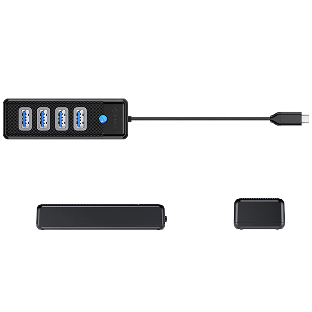 Hub USB-C Orico PW4U-C3, 4 x USB-A 3.0, černý